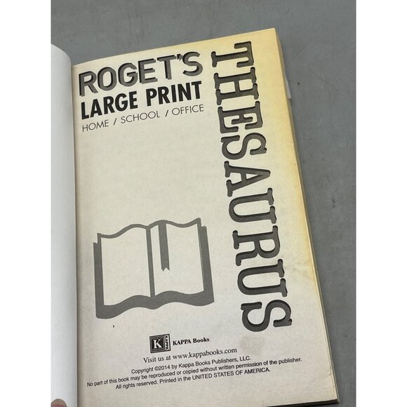 Thesaurus book Large print copyright 2014 Kappa books ENGLISH 194 PG READ - Picture 2 of 5